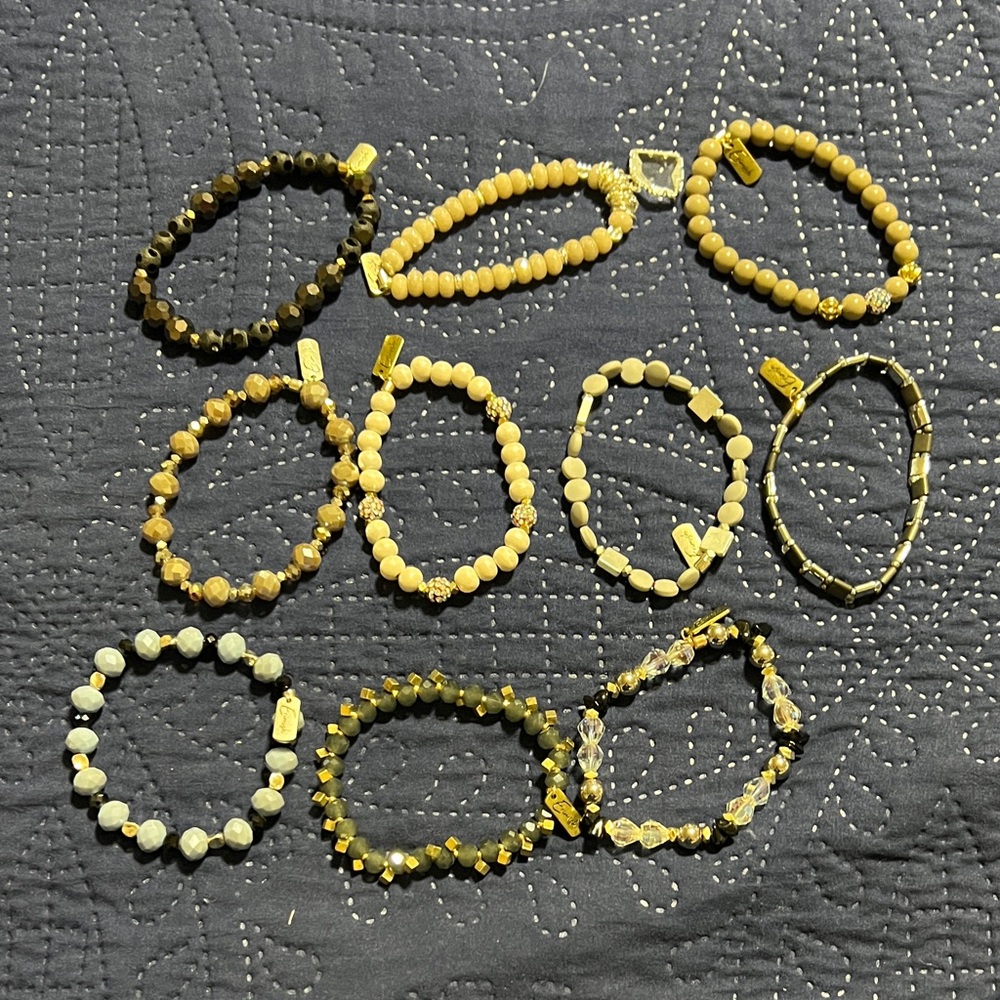 Erimish Black and Silver Beaded Bracelet Set